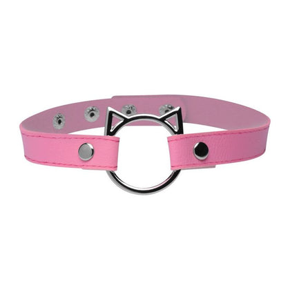 Seductive Sensations: Kinky Kitty Ring Slim Choker Pink - The Ultimate BDSM Elegance for Subtle Kitty Play (Model: KKRC-PNK) - Adult Naughty Store