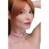 Seductive Sensations: Kinky Kitty Ring Slim Choker Pink - The Ultimate BDSM Elegance for Subtle Kitty Play (Model: KKRC-PNK) - Adult Naughty Store