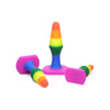 Introducing the Sensual Pleasures Rainbow Ready Anal Trainer Set: Model RRA-2021 - The Ultimate Gender-Neutral Silicone Backdoor Pleasure Collection