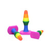 Introducing the Sensual Pleasures Rainbow Ready Anal Trainer Set: Model RRA-2021 - The Ultimate Gender-Neutral Silicone Backdoor Pleasure Collection - Adult Naughty Store