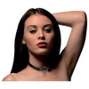 Introducing the Exquisite Pleasure Leather Choker - Model SPC-001: A Captivating Symbol of Intimacy for All Genders, Designed for Sensual Pleasure and Elegance in Black