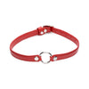 SensuaLust Fiery Pet Leather Choker w/ Silver Ring Red - Elegant Submissive Collar for Intimate Pleasure and Domination - Adult Naughty Store