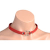 SensuaLust Fiery Pet Leather Choker w/ Silver Ring Red - Elegant Submissive Collar for Intimate Pleasure and Domination - Adult Naughty Store