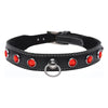 Introducing the Exquisite Elegance Leather Choker with Red Rhinestones - Model XJ-3000 - For Sensual Play, Women, Neck, Red