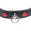Introducing the Exquisite Elegance Leather Choker with Red Rhinestones - Model XJ-3000 - For Sensual Play, Women, Neck, Red