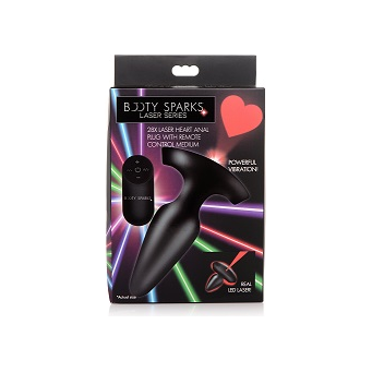 Booty Sparks 28X Laser Heart Silicone Anal Plug with Remote - Medium: The Ultimate Pleasure Experience for Couples - Adult Naughty Store