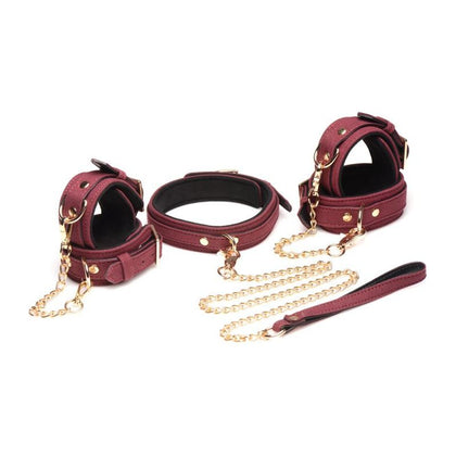 Introducing the Sensual Elegance: Seductive Pleasures Velvet Bondage Set - Model #6PC-BURG - For Alluring Pleasure Seekers in Burgundy - Adult Naughty Store