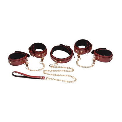 Luxe Pleasure: Seductive Burgundy Bondage Set - Model X-6, Unisex, Alluring Restraints - Adult Naughty Store