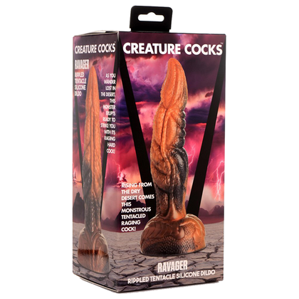 Creature Cocks Monstropus Tentacled Monster Silicone Dildo - Model M-1001 - Unisex - Intense Internal Stimulation - Marbled Orange and Brown - Adult Naughty Store