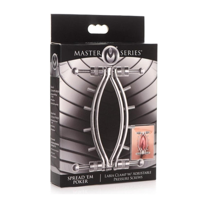 Master Series Spread 'Em Poker Labia Clamp with Adjustable Pressure Sc... - Adult Naughty Store