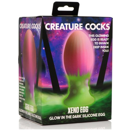 Creature Cocks Xeno Egg Glow-In-The-Dark Silicone Alien Dildo | Model XE-3000 | Unisex | Anal and Vaginal Pleasure | Pink, Purple, and Green - Adult Naughty Store