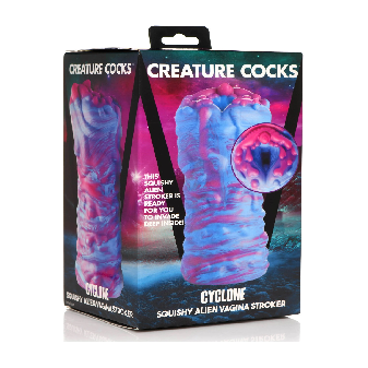 Introducing the Alien Affair Cyclone Squishy Vagina Stroker for Men: Model AA-001 in Pink and Blue - Adult Naughty Store