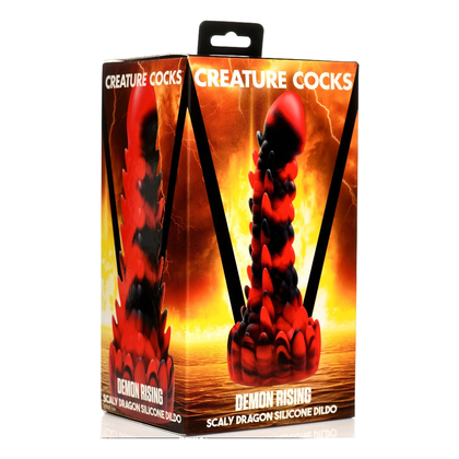 Creature Cocks Demon Rising Scaly Dragon Silicone Dildo - Model DR-01 - Unisex - Anal and Vaginal Pleasure - Red and Black