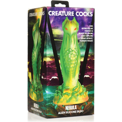 Creature Cocks Nebula Alien Silicone Dildo - Andromeda AC-01 Green and Gold Intimate Pleasure Toy for All Genders