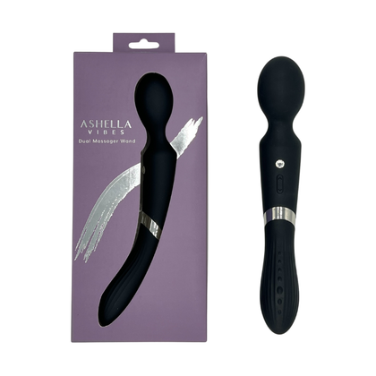 Ashella Vibes Dual Massager Wand - Powerful Pleasure for All Genders, Intense Stimulation for Every Intimate Zone, Sleek Black - Adult Naughty Store