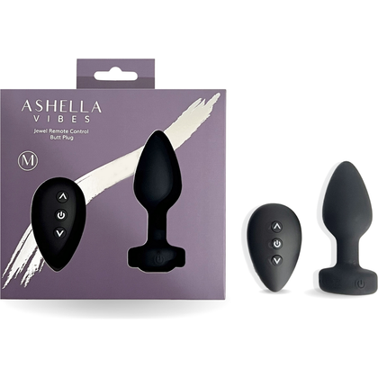 Ashella Vibes Jewel Remote Control Butt Plug Medium - The Sensual Delight for Ultimate Backdoor Pleasure in Midnight Black