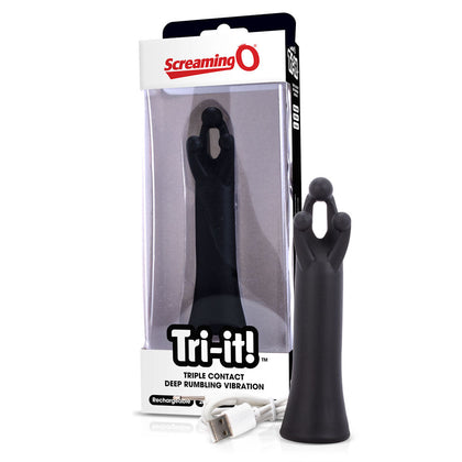 True Silicone® Tri-It Charged Vibe Model 817483013430 Men's Intense Sensation Genital Vibrating Toy - Black - Adult Naughty Store