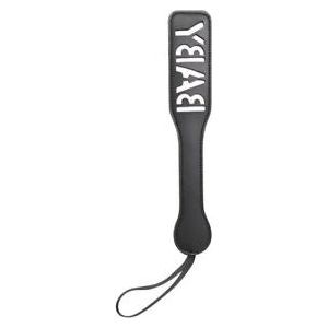 Introducing the Luxe BDSM Spanking Toy by B-PAD10: Vegan Leather Paddle Model B-PAD10 - Unisex - Sensual Impact Play in Black & White - Adult Naughty Store