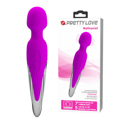 Indulge in LuxeVibe's Nathaniel 7 Women's Body Wand Rechargeable Massager in Luxurious Purple - Offering Ultimate Sensual Delight