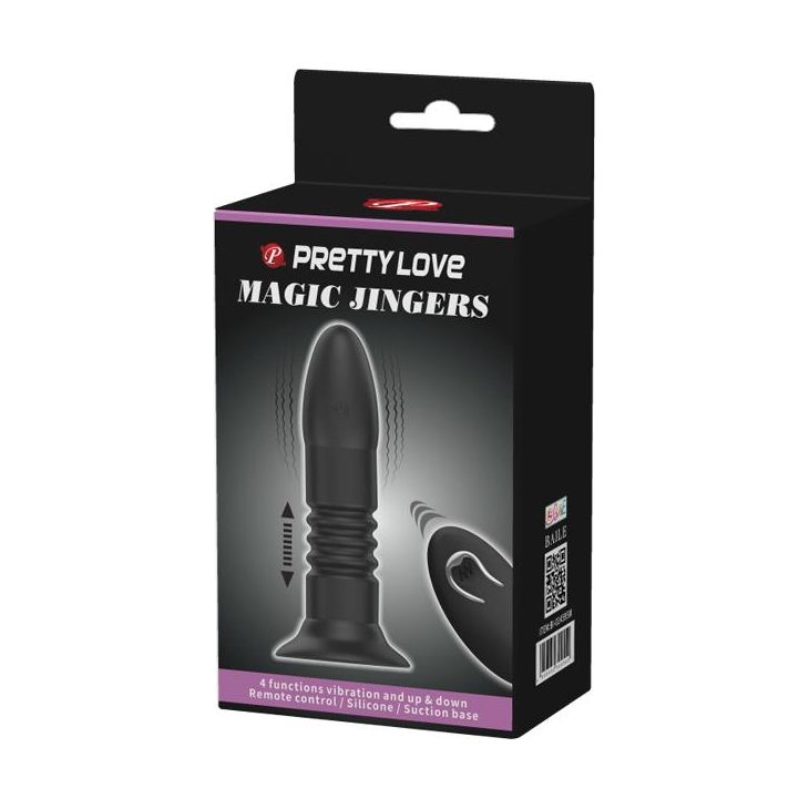 Introducing the Sensual Pleasure Remote Magic Jingers Butt Plug Black (138mm) for Ultimate Anal Stimulation