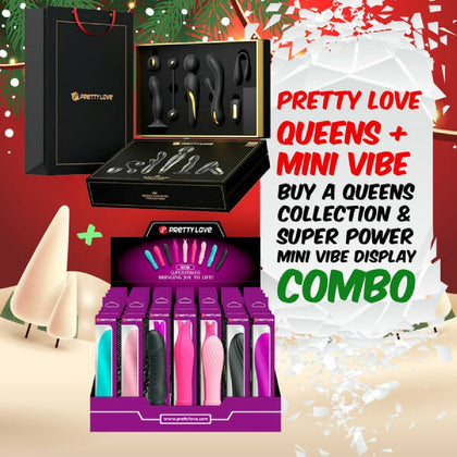Introducing the Lovehoney Mini Queen's Luxury & Super Power Mini Vib Combo | Model: Display X 28 | For Her Pleasure | Pink