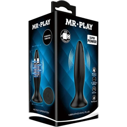 Mr.Play 12 Function Vibrating Butt Plug - Model VP-12B - Unisex Anal Pleasure - Black