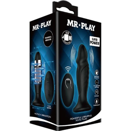 Mr.Play Black 12 Function Vibrating Anal Plug - Model X123 - Male - P-Spot Stimulation - Black
