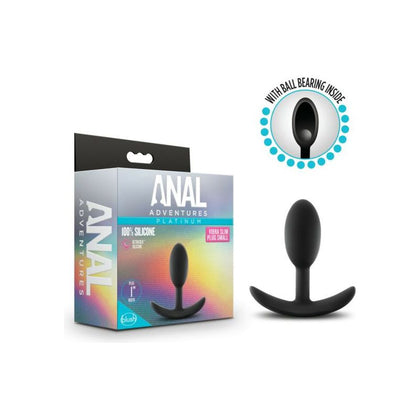 Sensual Pleasures Platinum Silicone Vibra Slim Plug Small - Model SP-VS01 - Unisex Anal Pleasure Toy - Black - Adult Naughty Store