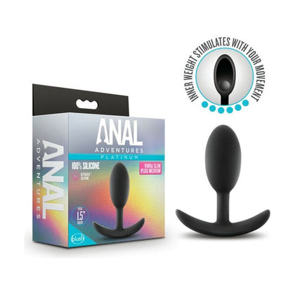 Elegant Pleasures Platinum Silicone Vibra Slim Plug Medium - Sensual Bliss for Anal Pleasure - Black - Adult Naughty Store