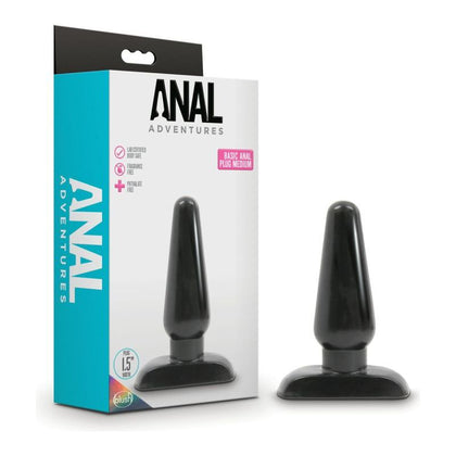 Anal Adventures Basic Anal Plug Medium - The Ultimate Pleasure Delight for All Genders in Sleek Black - Adult Naughty Store