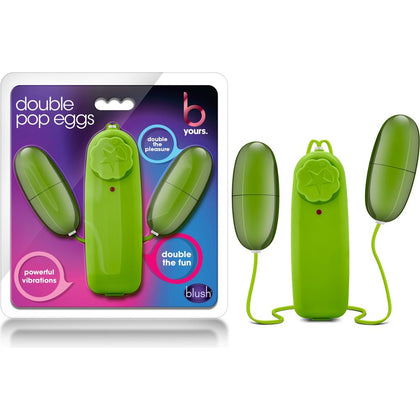 B Yours Double Pop Eggs Lime - Dual Stimulation Vibrating Eggs for Her - Model DP-001 - Lime Green - Adult Naughty Store