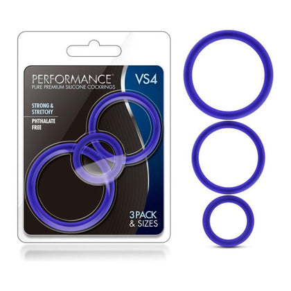 Performance Silicone Cock Ring 3 Pc Set - Indigo: The Ultimate Pleasure Enhancer for Intimate Moments