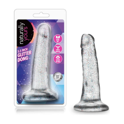 Naturally Yours Sensual Pleasures Glitter Dong Clear 5.5in - Crystal-Like Delight for Unforgettable Sensations - Gender-Neutral Pleasure Toy