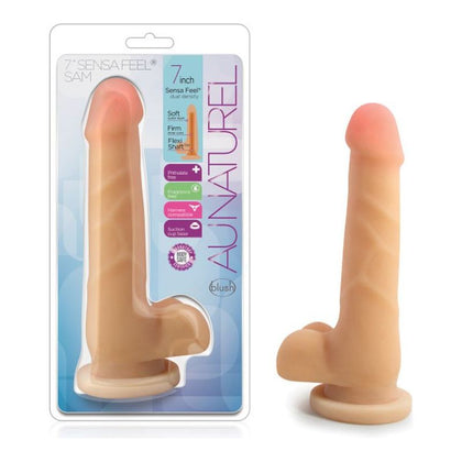 Introducing the Sensual Delights: Au Naturel Sam 7in Realistic Dual Density Dildo - Model S7 - For Him and Her - Deep Brown - Adult Naughty Store