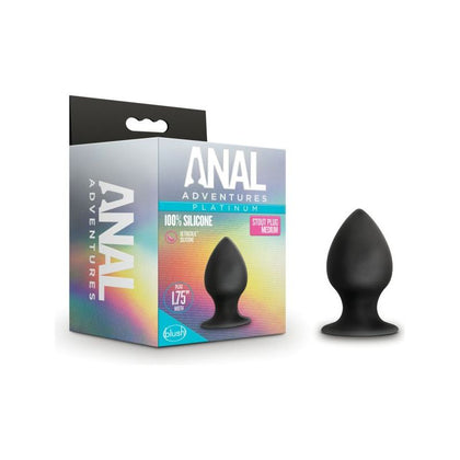 Introducing the Luxe Pleasure Collection: Platinum Silicone Anal Stout Plug Medium - Model X1 - Unisex - Exhilarating Anal Sensation - Midnight Black