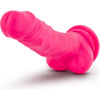 Introducing the Sensa Pleasure Neo Elite 7.5in Silicone Dual Density Cock with Balls - The Ultimate Neon Pink Delight for Sensational Pleasure! - Adult Naughty Store