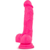 Introducing the Sensa Pleasure Neo Elite 7.5in Silicone Dual Density Cock with Balls - The Ultimate Neon Pink Delight for Sensational Pleasure! - Adult Naughty Store