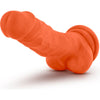 Neo Elite 7.5in Silicone Dual Density Cock with Balls - Model NEDC-75 - Neon Orange - Pleasure Powerhouse for All Genders - Adult Naughty Store