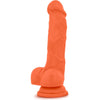 Neo Elite 7.5in Silicone Dual Density Cock with Balls - Model NEDC-75 - Neon Orange - Pleasure Powerhouse for All Genders - Adult Naughty Store