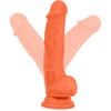 Neo Elite 7.5in Silicone Dual Density Cock with Balls - Model NEDC-75 - Neon Orange - Pleasure Powerhouse for All Genders - Adult Naughty Store