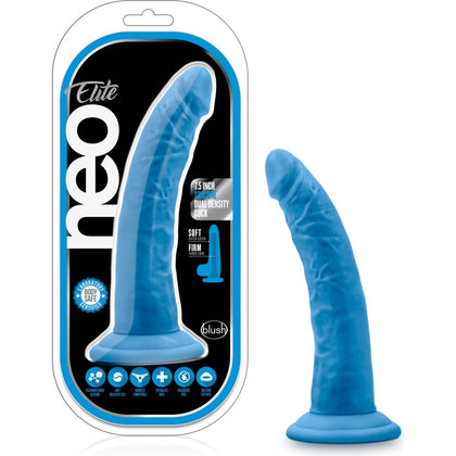 Neo Elite 7.5in Silicone Dual Density Cock - Sensationally Realistic Pleasure for All Genders - Neon Blue
