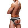 Prowler Backless Brief White/Black - Open Rear, Men's Underwear for Seductive Display of Style and Confidence - Adult Naughty Store