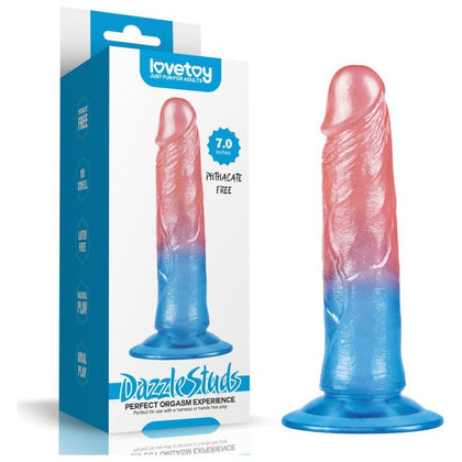 Introducing the Exquisite Pleasure Co. Dazzle Studs Dildo 7in Pink/Blue: The Ultimate Sensual Delight for Alluring Intimate Moments