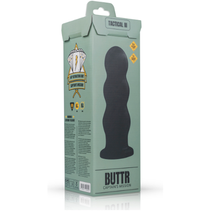 BUTTR Tactical III Ribbed Butt Plug - The Ultimate Pleasure Experience for Advanced Users - Model T3-XXL - Unisex - Intense Anal Stimulation - Sleek Black