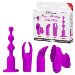 Joys Collection (4 in 1) Pink Vibrating Bullet with Attachments - Versatile Pleasure Kit for Women