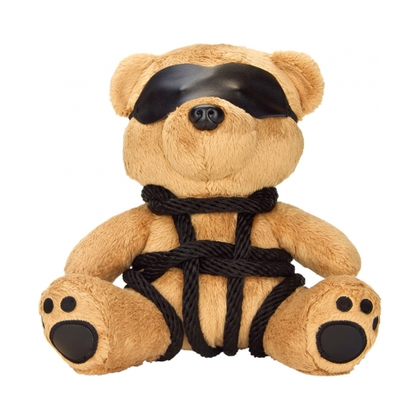 Introducing the Bondage Bear Bound Up Billy Plushy Slave - Shibari Style Rope Binding Eye Masked Cuddly Toy for Sensory Exploration - Unisex - Ultimate Pleasure - Seductive Black