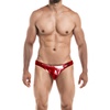 Introducing the Sensual Pleasure Cut for Men Low Rise Bikini in Red - Large - Adult Naughty Store