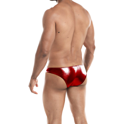 Introducing the SensualCut Men's Low Rise Bikini - Model RDM-124: Passionate Pleasure in Ravishing Red - Adult Naughty Store