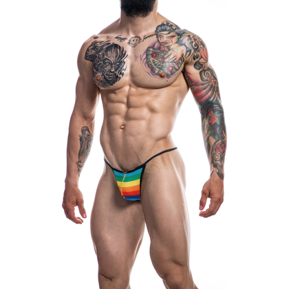 Cut For Men Rainbow G-String - Model S - Male Erotic Underwear - Vibrant Pleasure - Multicolored - Adult Naughty Store