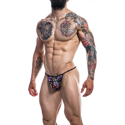 Cut4men G-String Tattoo Large - Men's Body-Defining Hip Briefs for Intense Pleasure - Model 2021 - Black and Red - Adult Naughty Store